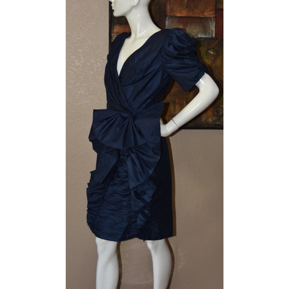 Amen Wardy Designer Vintage Satin Cocktail Party Dress - Picture 4 of 8